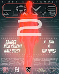 a flyer for love & always 2 with a woman in a bikini