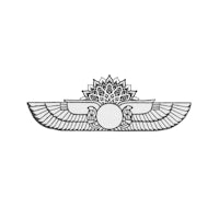an egyptian emblem with wings on a white background